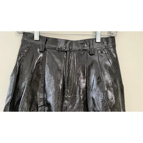 LOVERS & FRIENDS VEGAN LEATHER PLEATED TAPERED TUXEDO PANTS S 26 - Picture 3 of 10